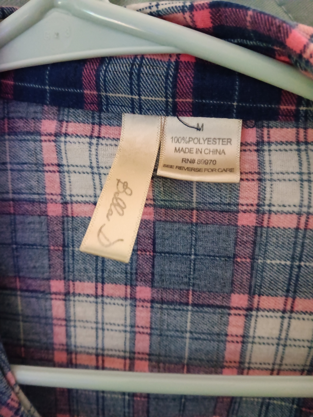 Eddie Bauer Women's Blue and Pink Plaid Button-Down Shirt